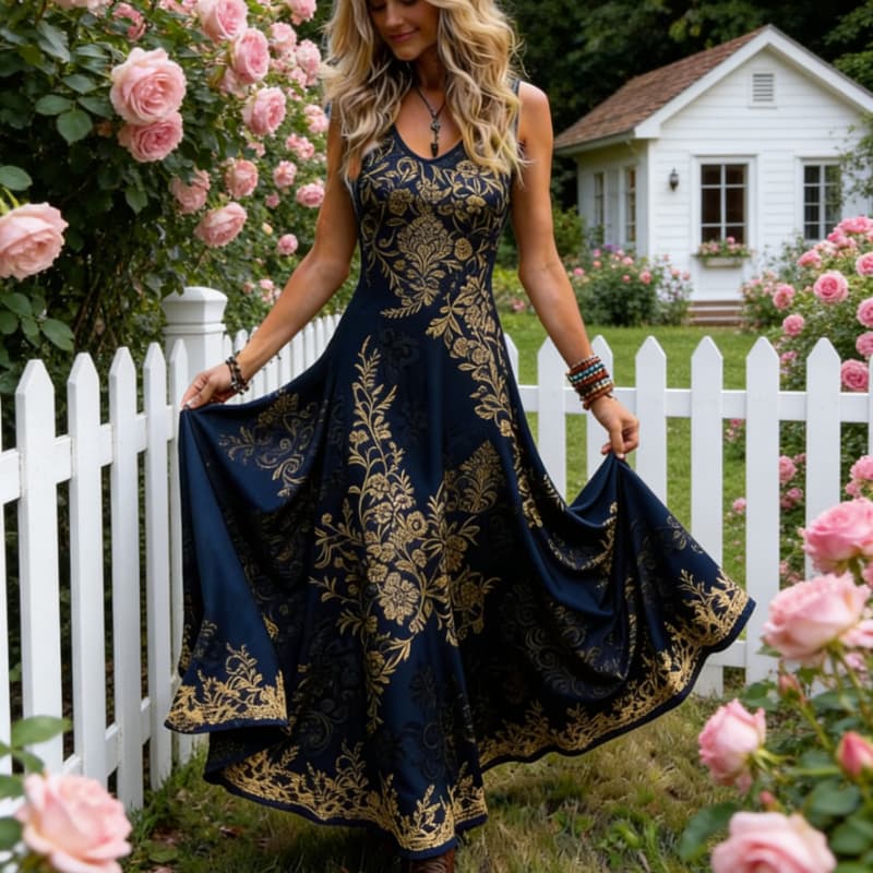 Elegant Summer Dress for Women Sweet Age-Defying Ruffle Fringe Beach Sandals Sleeveless Dress Fashion Resort Cocktail Dress Beachwear