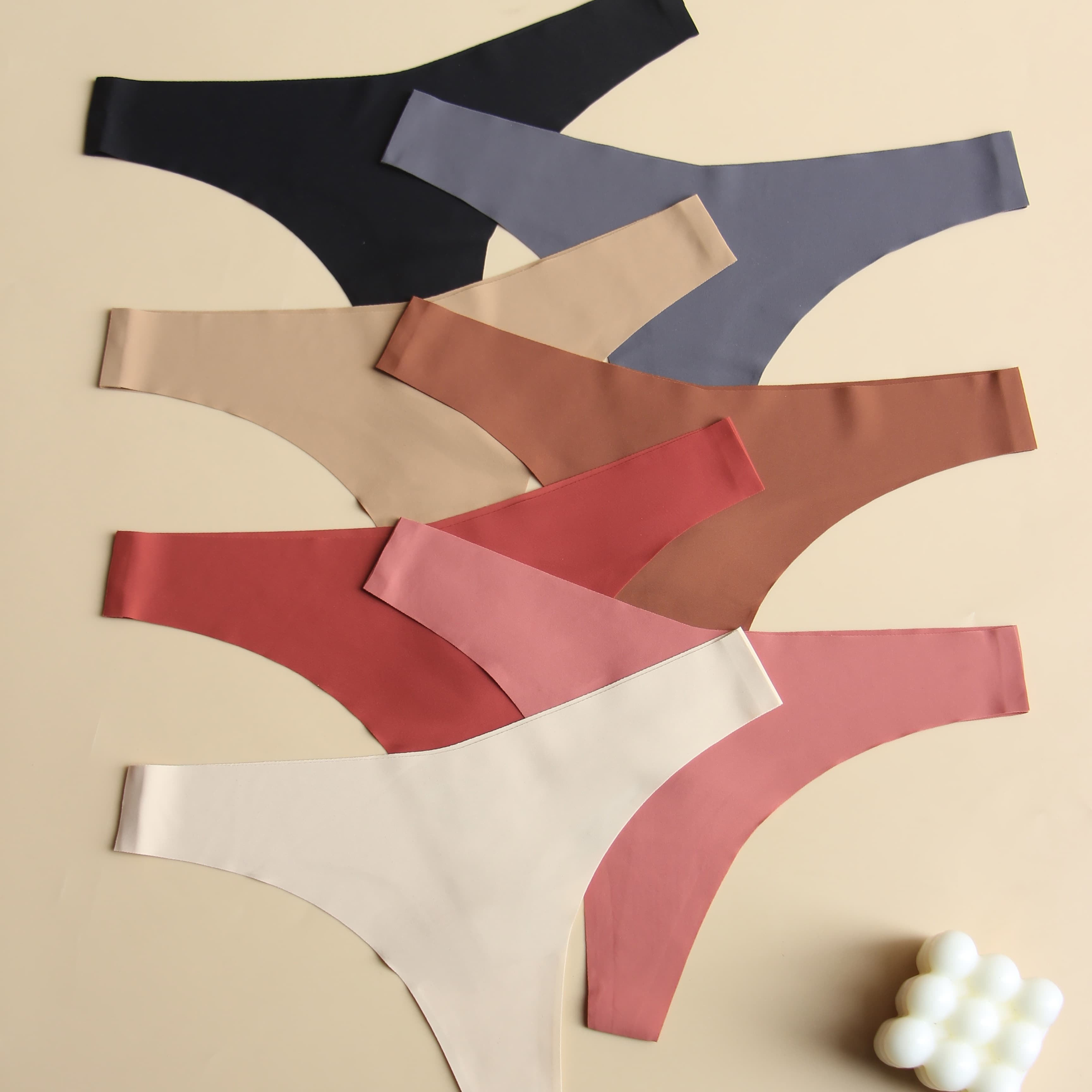 7pcs plain-colored non-marked v-style sexy ladies underwear non-marked breathable soft comfortable personality novel underwear women seamless suit