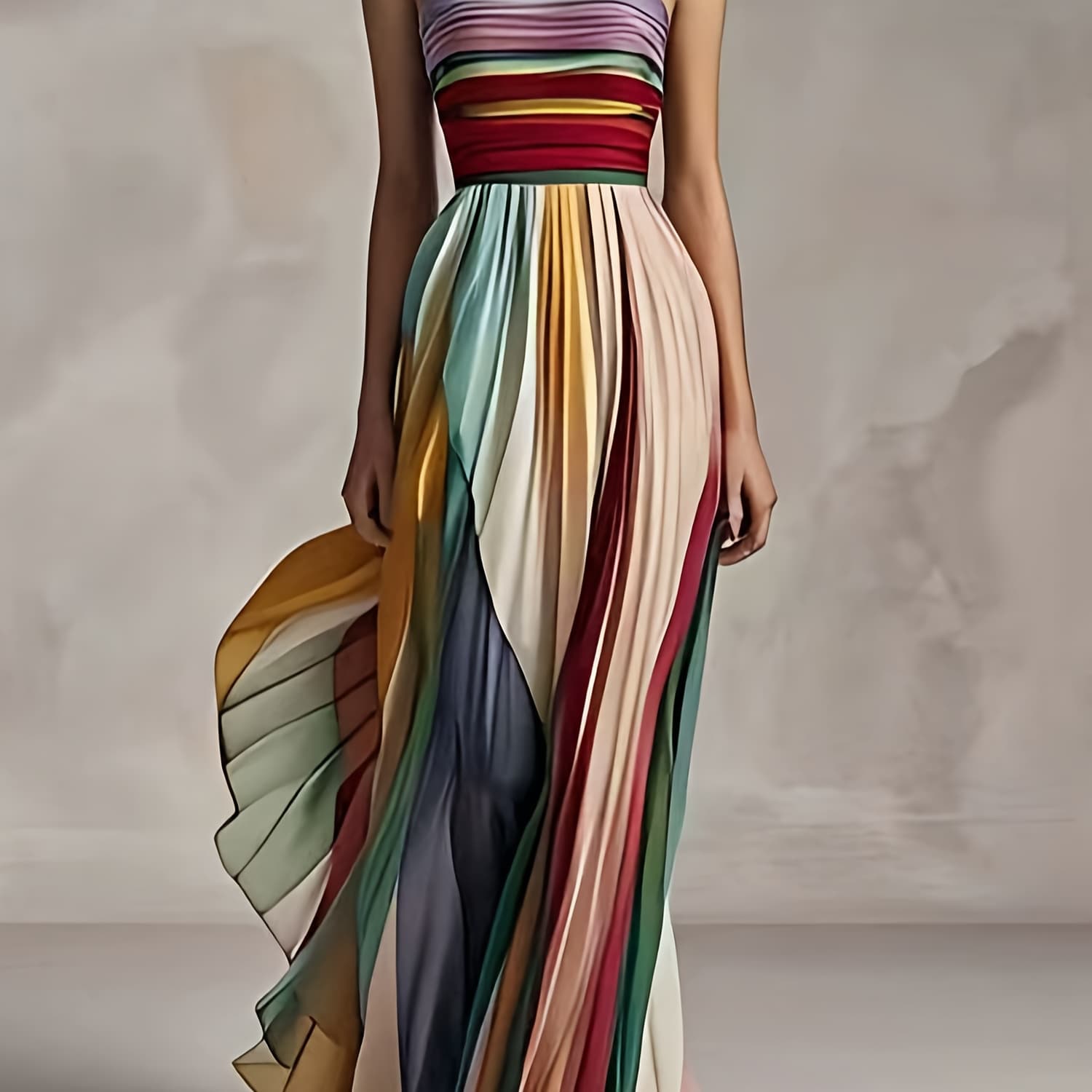Women's Fashionable And Elegant Dress, Sexy Strapless Printed Colorful Long Dress, Elegant Dress, Suitable for Attending Banquets, Picnics, Traveling, Beach And Seaside Vacations