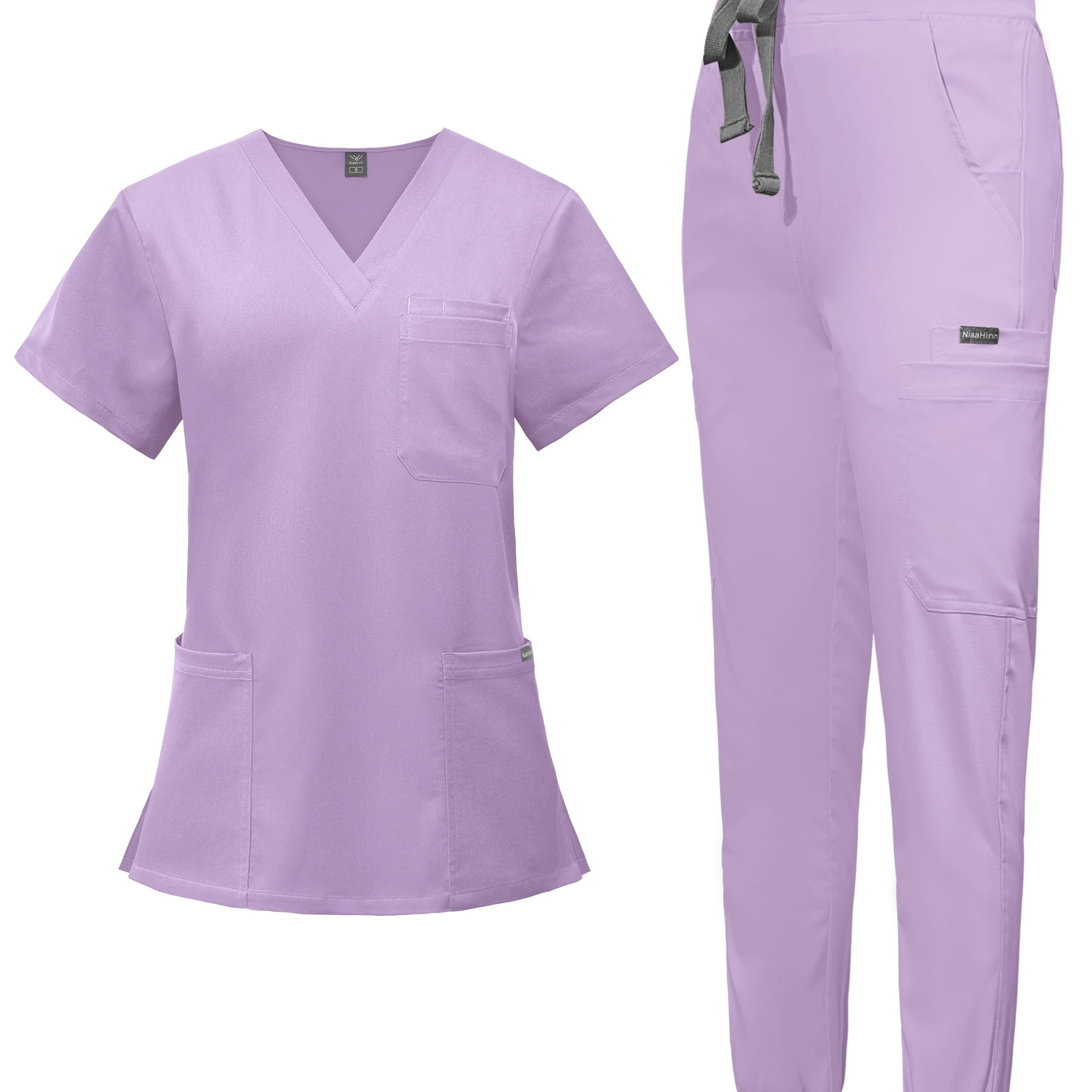Hospital Doctor Nursing Set Unisex Casual Jogger Suits Short Sleeved V-neck Tops Nurse Pants Pharmacy Uniforms Scrubs