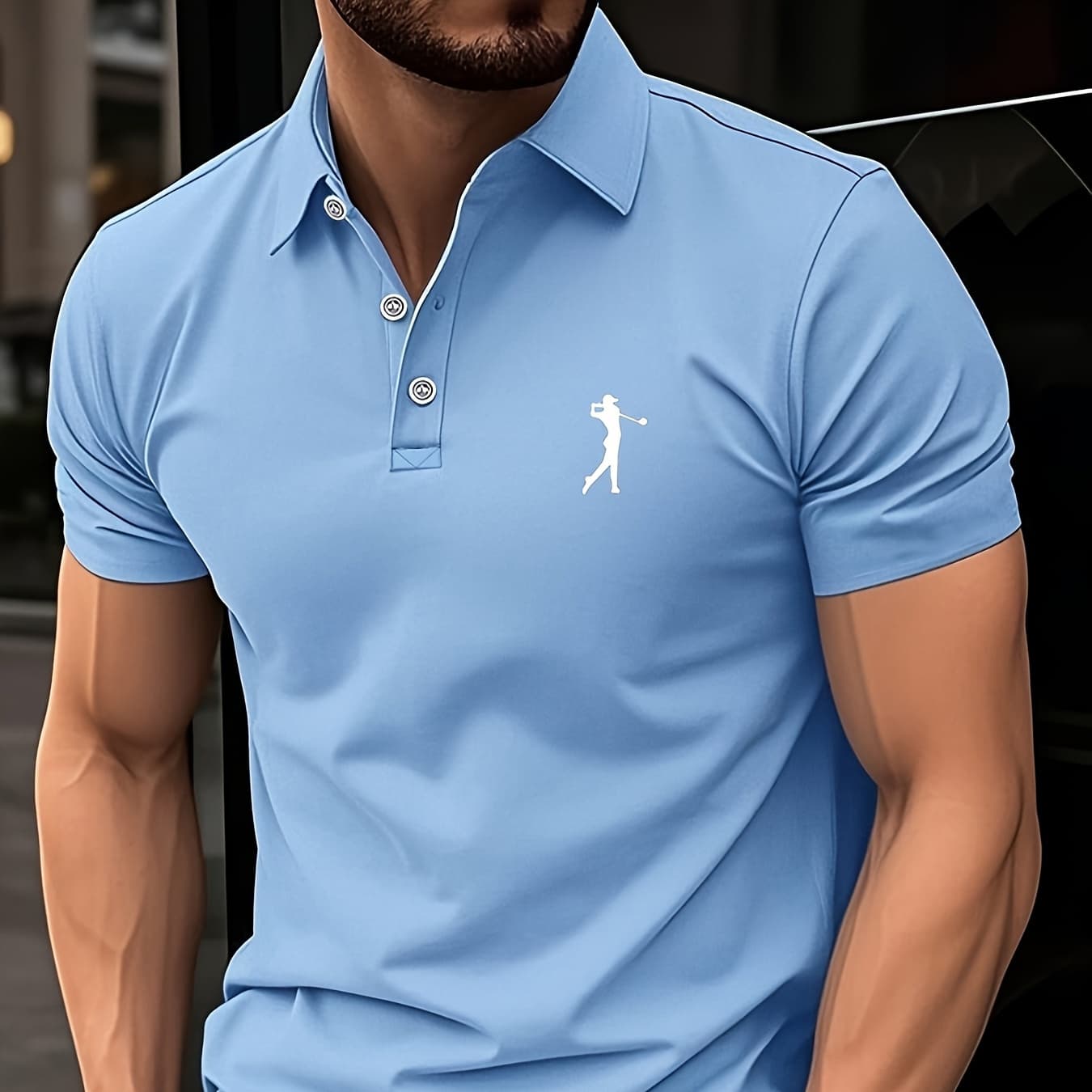 Men'S Polo Shirt with Collar, Versatile Casual Athletic Golf Print Top