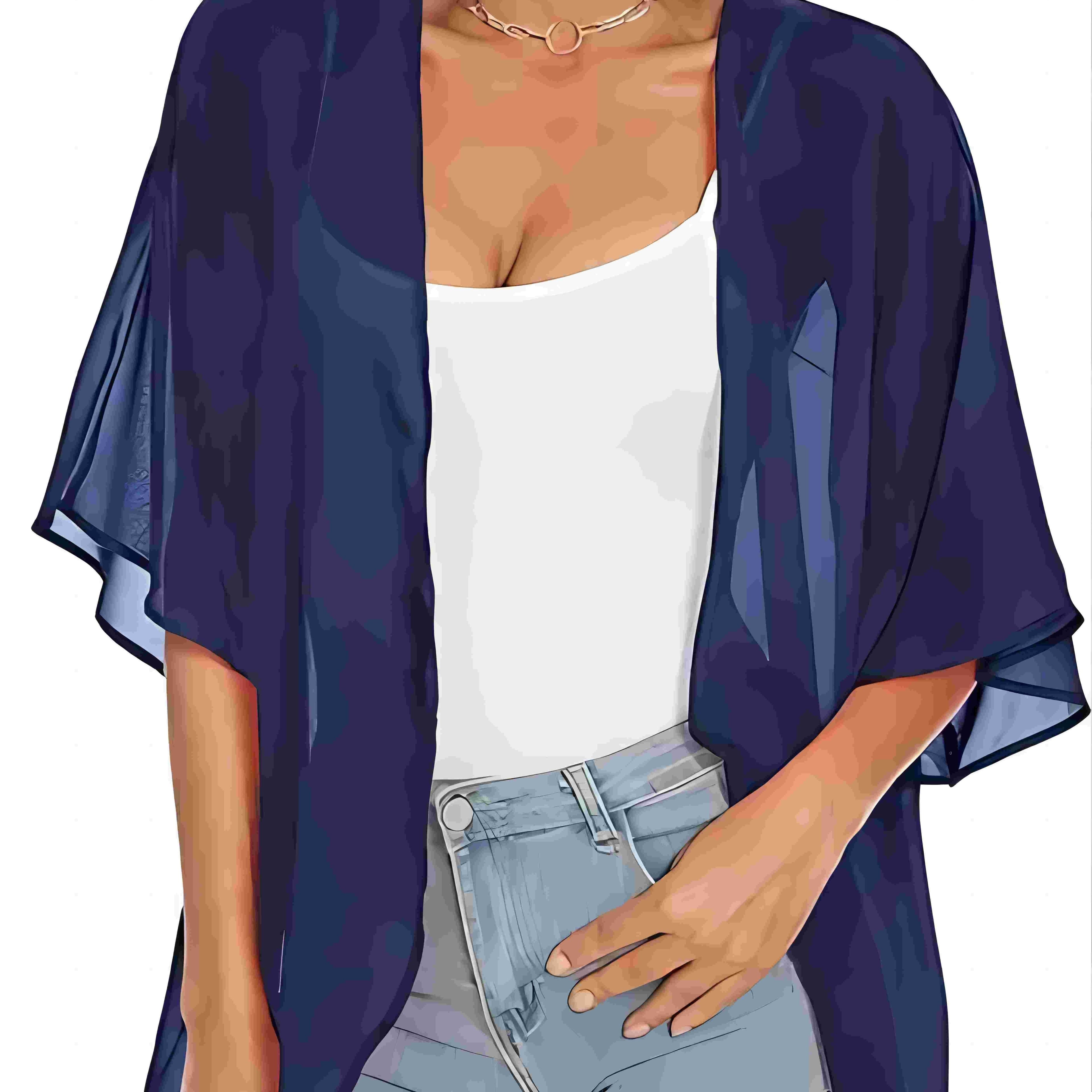 This Popular Oversized Women'S Shirt Features a Solid Color And a Kimono Style, Perfect for Spring And Summer. It Is a Flattering And Versatile Piece Available in Multiple Colors, Ideal for Beach Outings And