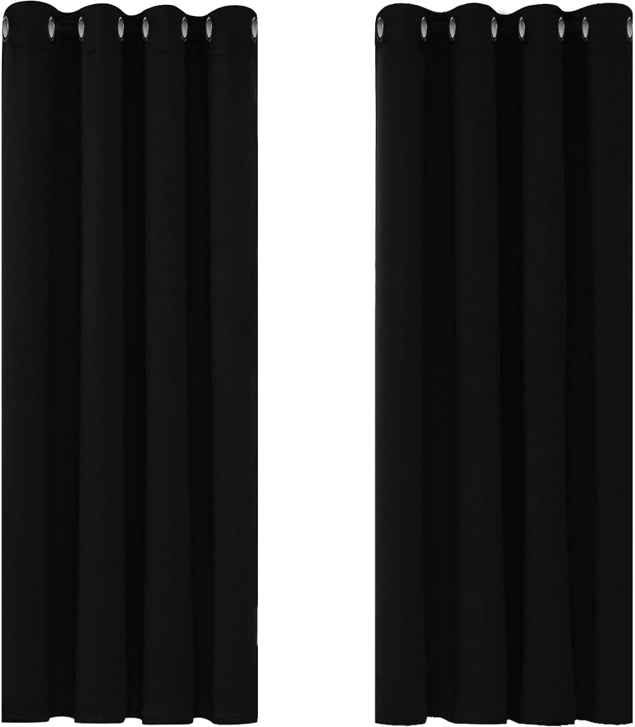 Deconovo Blackout Curtains Bedroom Super Soft Thermal Insulated Eyelet Blackout Curtains for Living Room 46 x 54 Inch Black 2 Panels