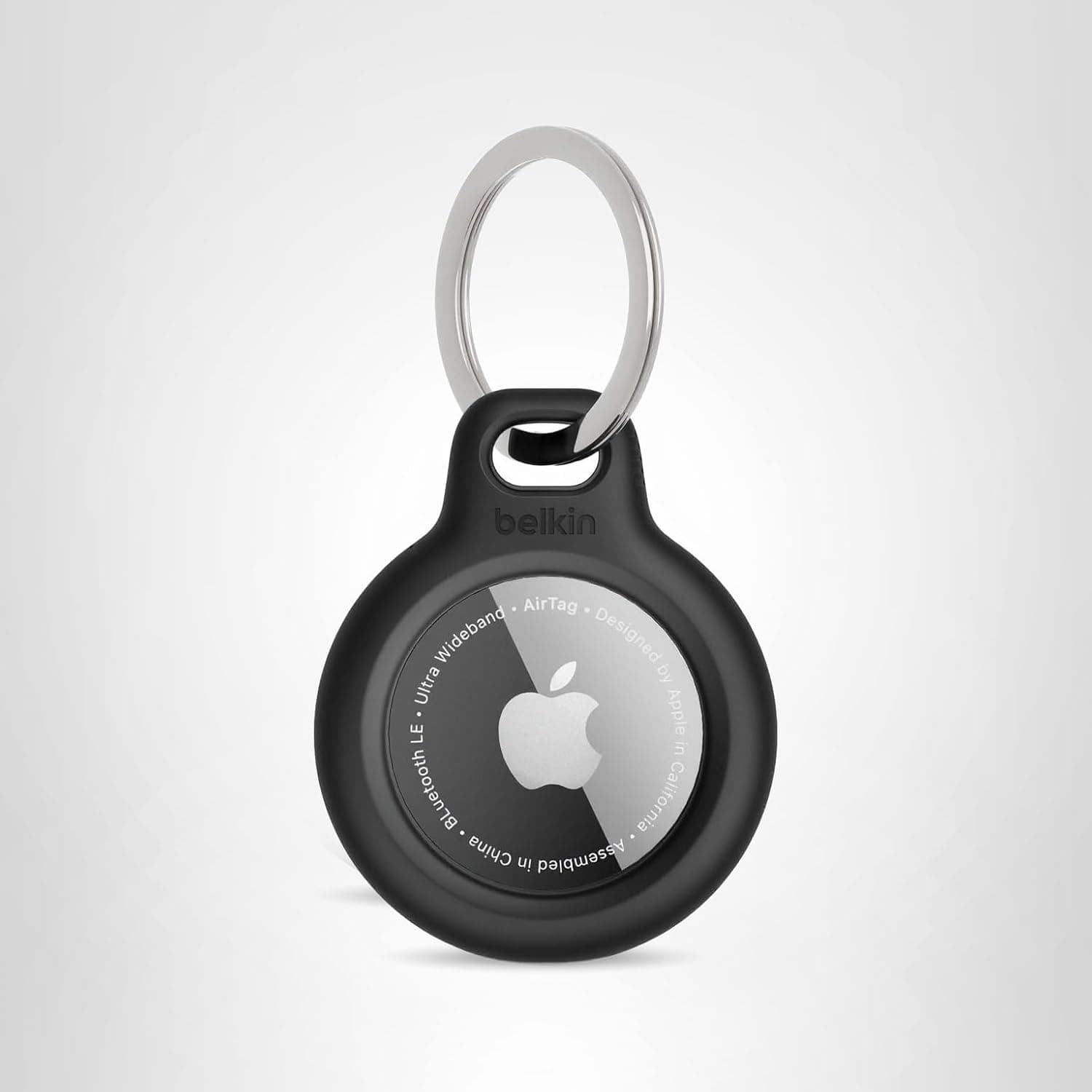 Belkin Apple AirTag Holder with Key Ring, Durable, Scratch-Resistant Secure Case with Open Face and Raised Edges, Protective AirTag Keyring