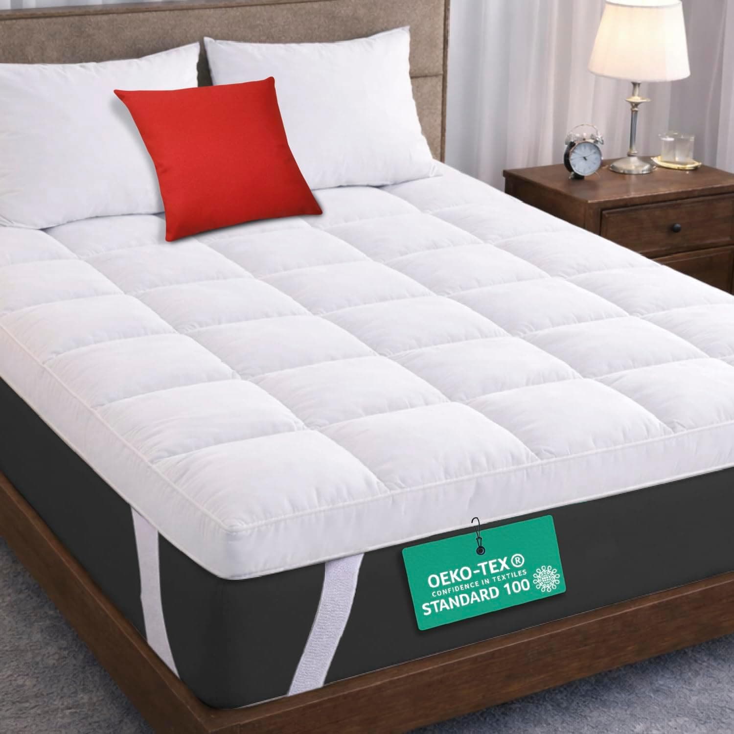 MightySoft's Mattress Topper Kingsize Bed 10cm, Extra Deep Quilted Microfiber Topper for Cloudlike Comfort with Extra Warmth & Breathable