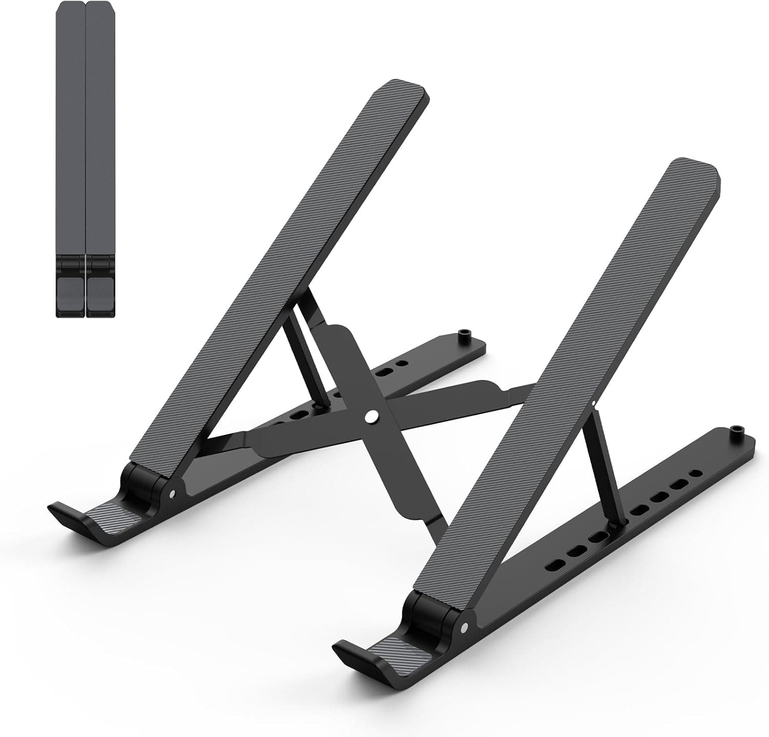 Tonmom Laptop Stand for Desk, Adjustable Laptop Riser ABS+Silicone Foldable Lap Desk Portable Computer Holder, Ventilated Cooling Notebook