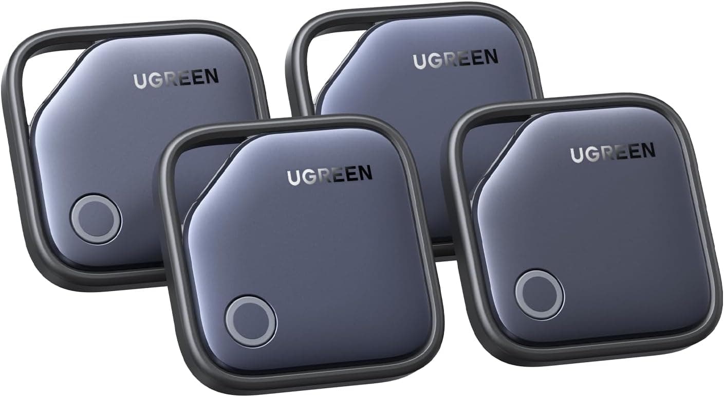 UGREEN FineTrack (4 Pack) Compatible with Apple Find My (iOS only), Air Tracker Tag with 2-Year Replaceable Battery, 80dB Alarm Volume