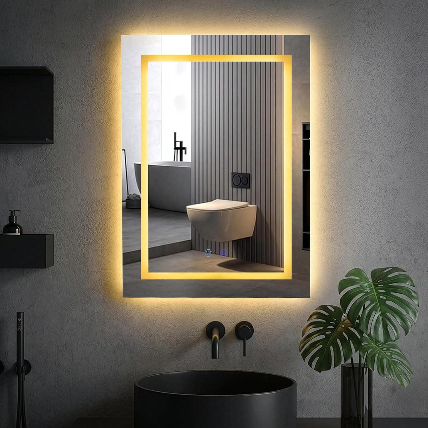 Bathroom Mirror LED Light with Makeup-Grade Lighting, 50x70cm Illuminated Vanity Mirrior with 3-Colour Dimmable, Anti-Fog, Memory Function