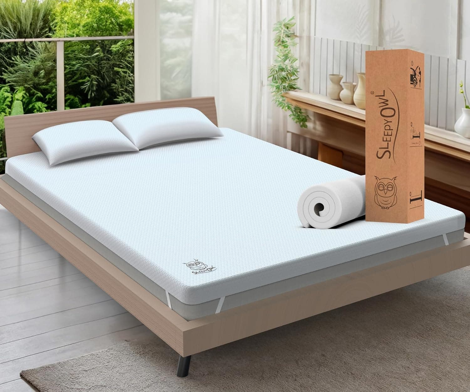 Sleepy Owl 4 Inch Memory Foam Mattress Topper KING Bed, 10cm Thick Gel Infused Orthopedic Mattress Pad for Back Pain, Removable Washable