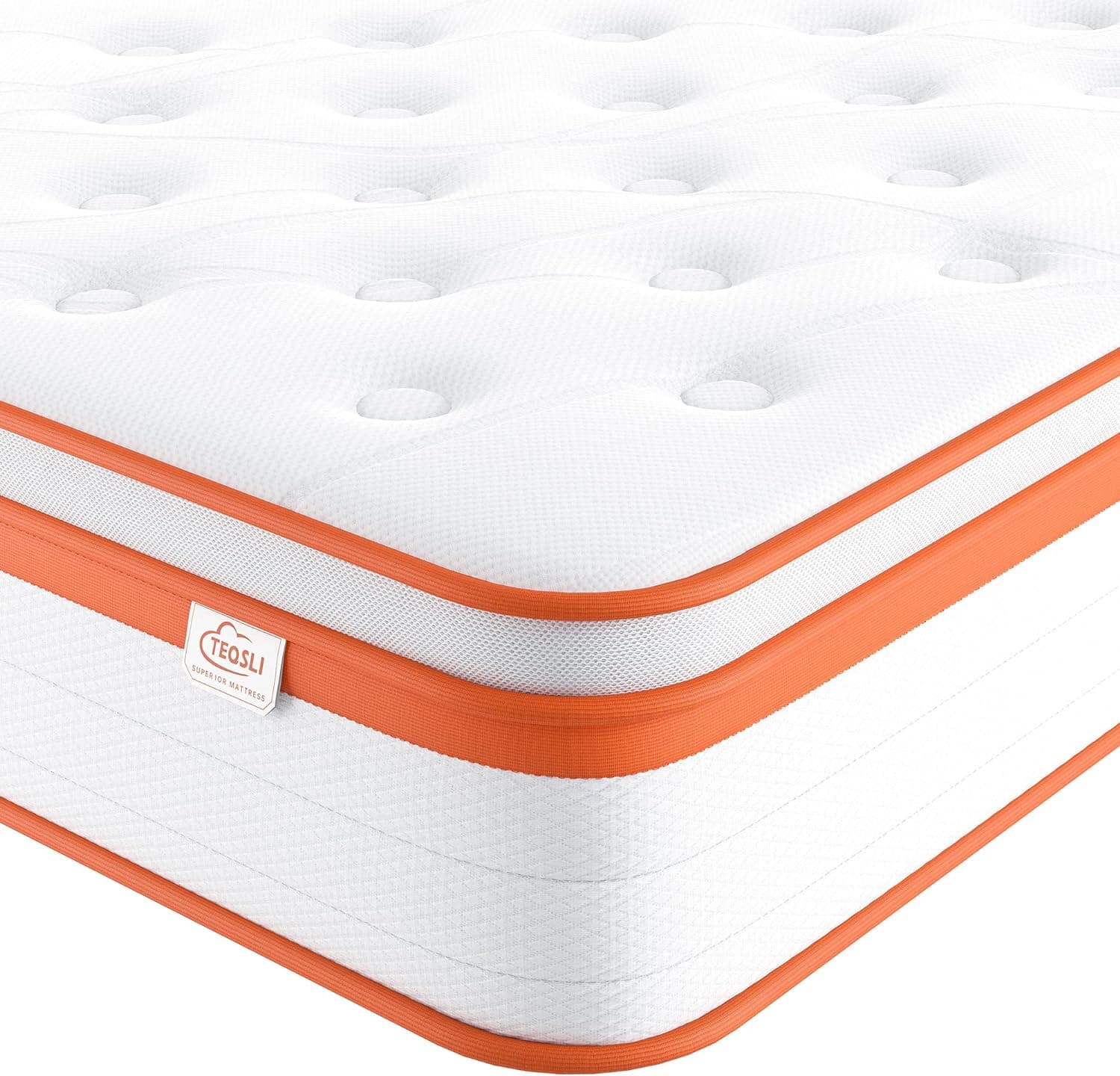 TeQsli Double Mattress 4FT6, 10 Inch Gel Memory Foam 7 Zone Orthopedic Double Mattress Pocket Sprungs Wave Memory Foam Hybrid - Medium Firm