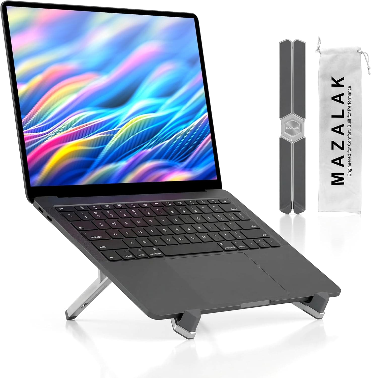 Laptop Stand for Desk, Foldable Aluminium Laptop Riser, Portable Height Adjustable Computer Stand, Ergonomic Holder Compatible with