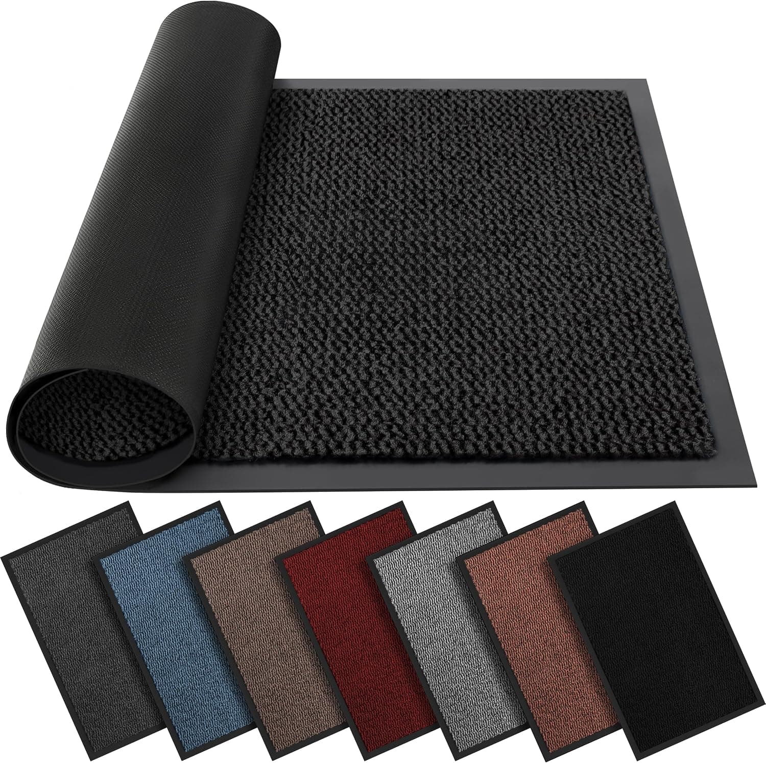 BLADO Washable Door Mats Indoor & Outdoor - Non-Slippery Heavy Duty - Stylish & Large Rubber - Perfect Dust Grabbing Doormats (Anthracite